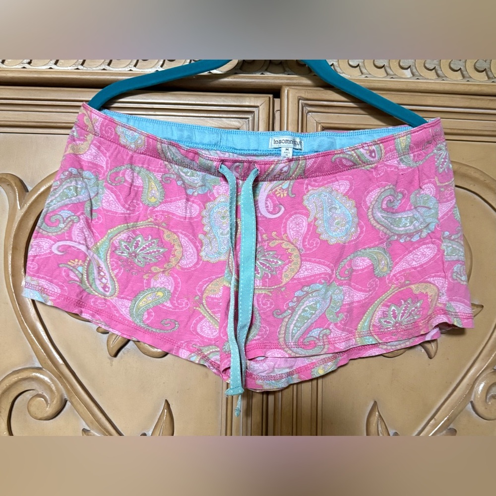 Insomniax lounge shorts in Pink Paisley sz M guc drawstring